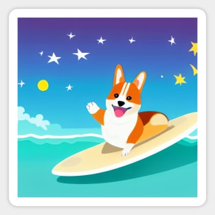 Surfing Corgi Dog Magnet